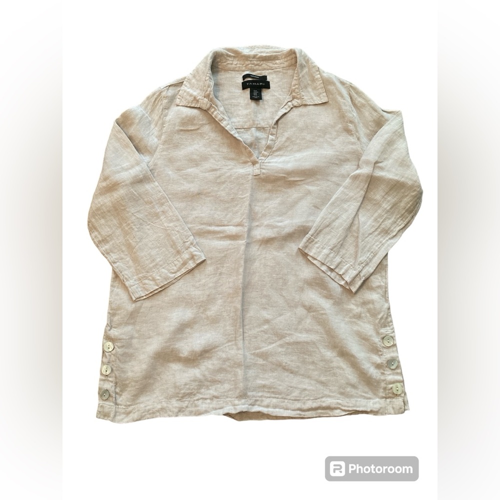Tahari 100% Linen Pullover Tunic. Size Medium. - Picture 10 of 10